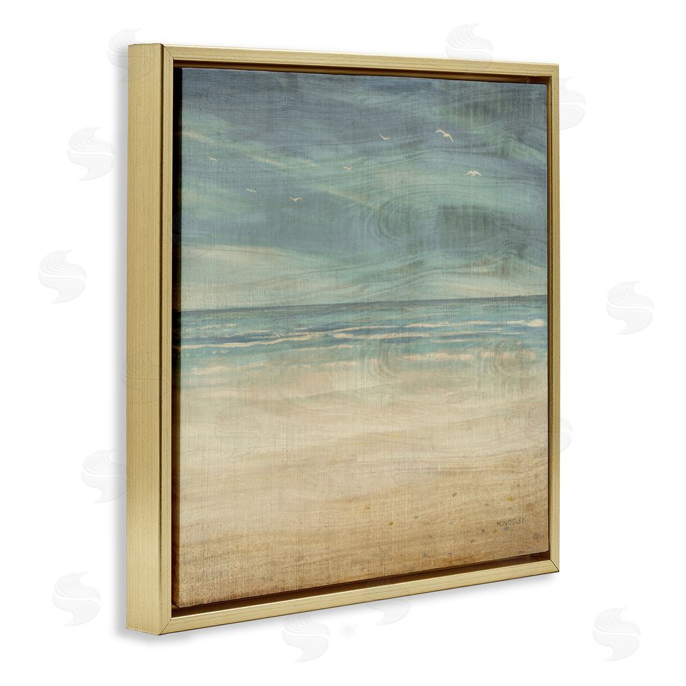 Sundance Graphics Moody Coastal Days Gold Floating Frame Canvas Wall Art Print