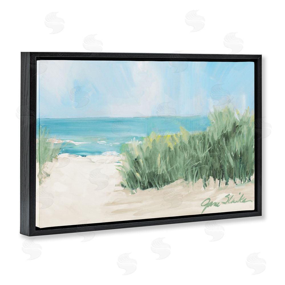 Sundance Graphics Soothing Beach Day Black Floating Frame Canvas Wall Art Print