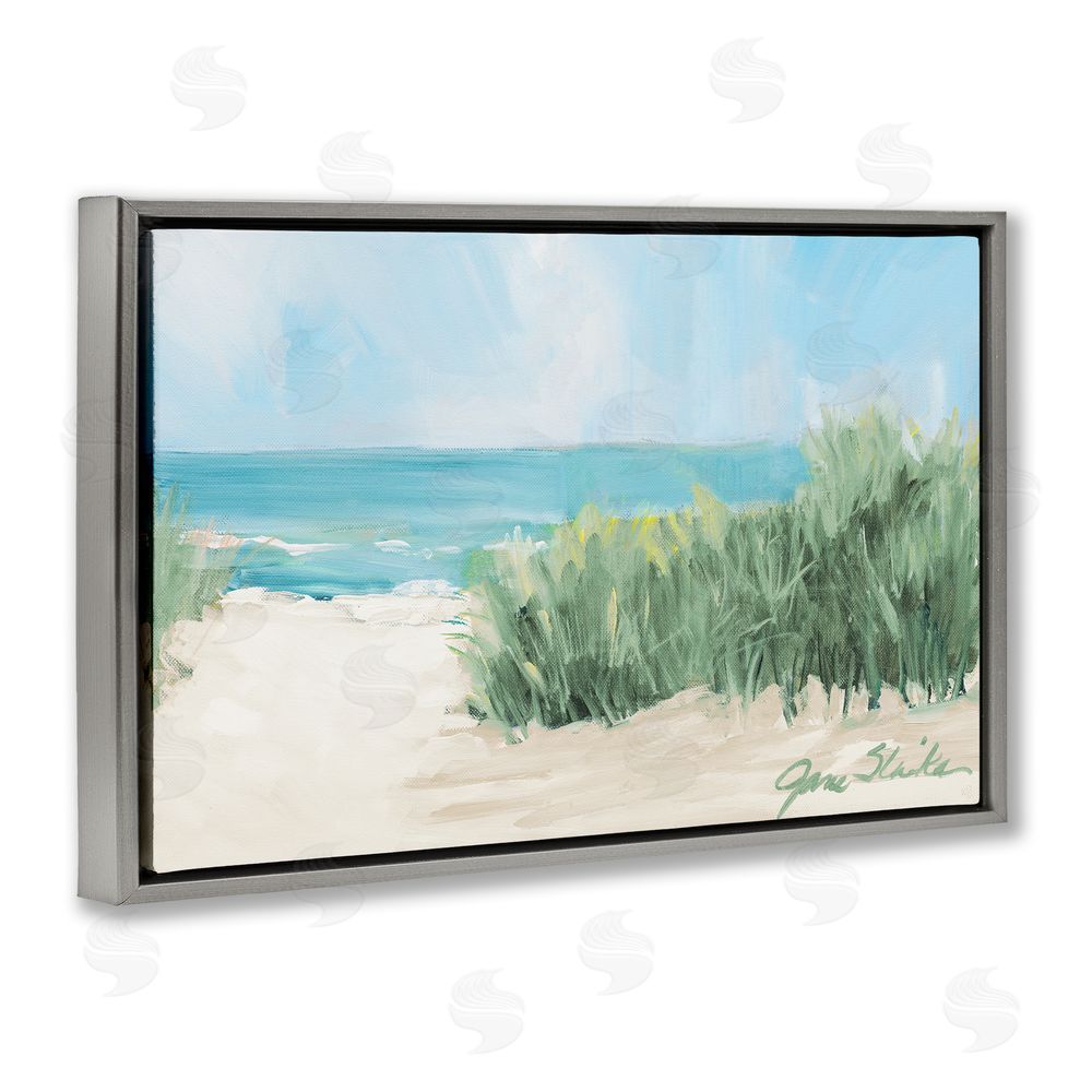 Sundance Graphics Soothing Beach Day Gray Floating Frame Canvas Wall Art Print