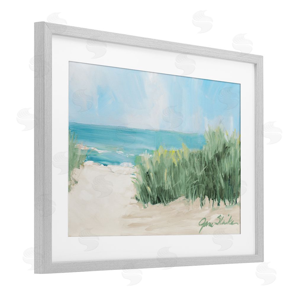 Sundance Graphics Soothing Beach Day Gray Framed Print Under Glass Wall Art