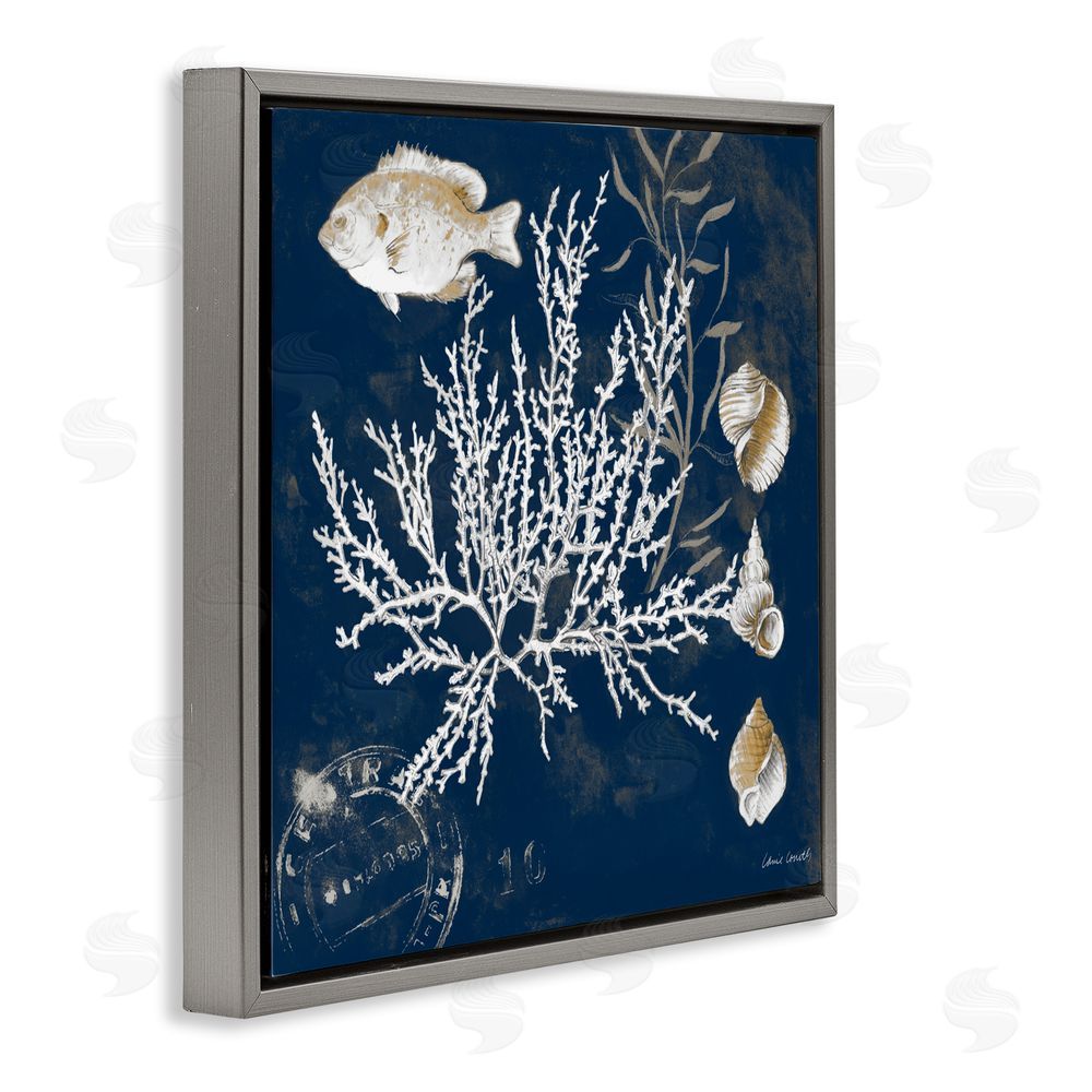 Sundance Graphics Coral Medley on Blue Gray Floating Frame Canvas Wall Art Print