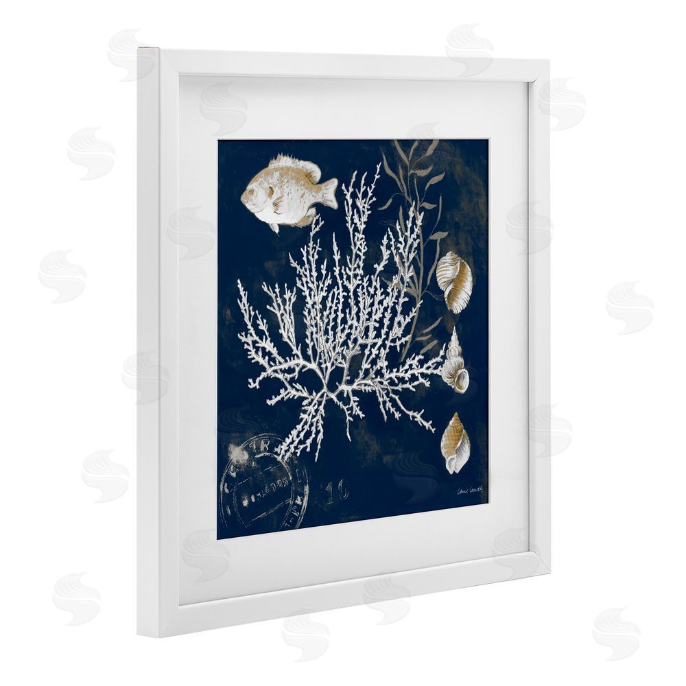 Sundance Graphics Coral Medley on Blue White Framed Print Under Glass Wall Art