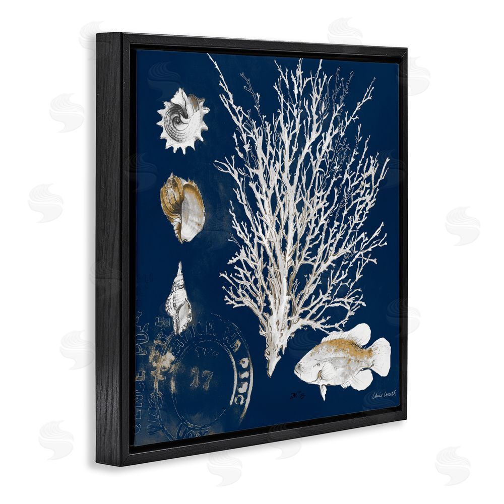 Sundance Graphics Coral Medley on Navy Black Floating Frame Canvas Wall Art Print