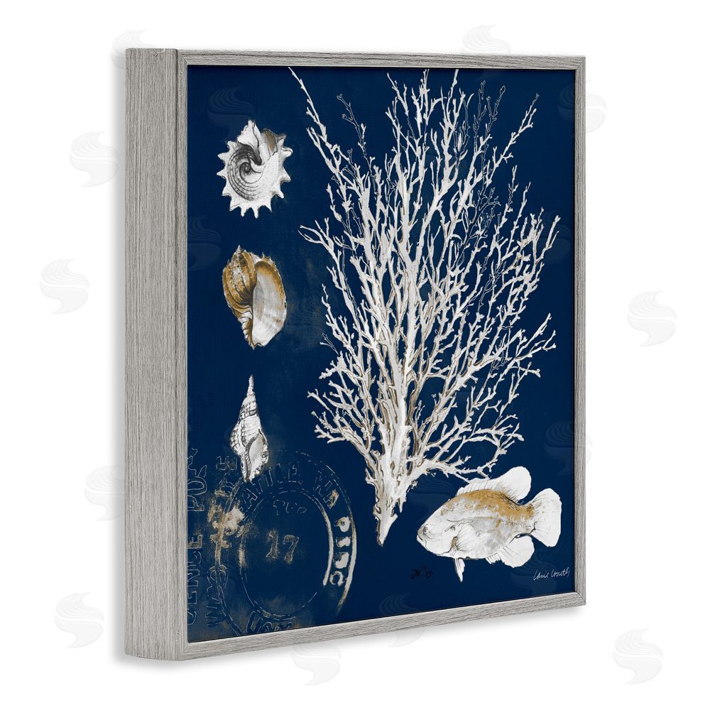 Sundance Graphics Coral Medley on Navy Gray Framed Giclee Wall Art Print
