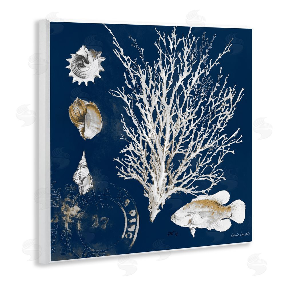 Sundance Graphics Coral Medley on Navy Wall Plaque Printed Art