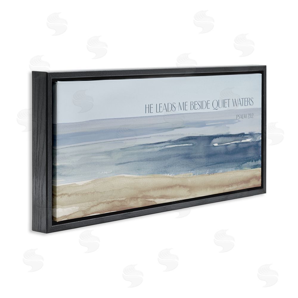 Sundance Graphics He Leads Me Quiet Waters Black Floating Frame Canvas Wall Art Print