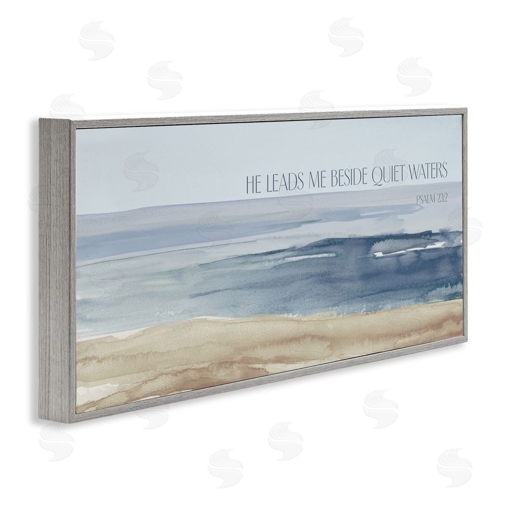 Sundance Graphics He Leads Me Quiet Waters Gray Framed Giclee Wall Art Print