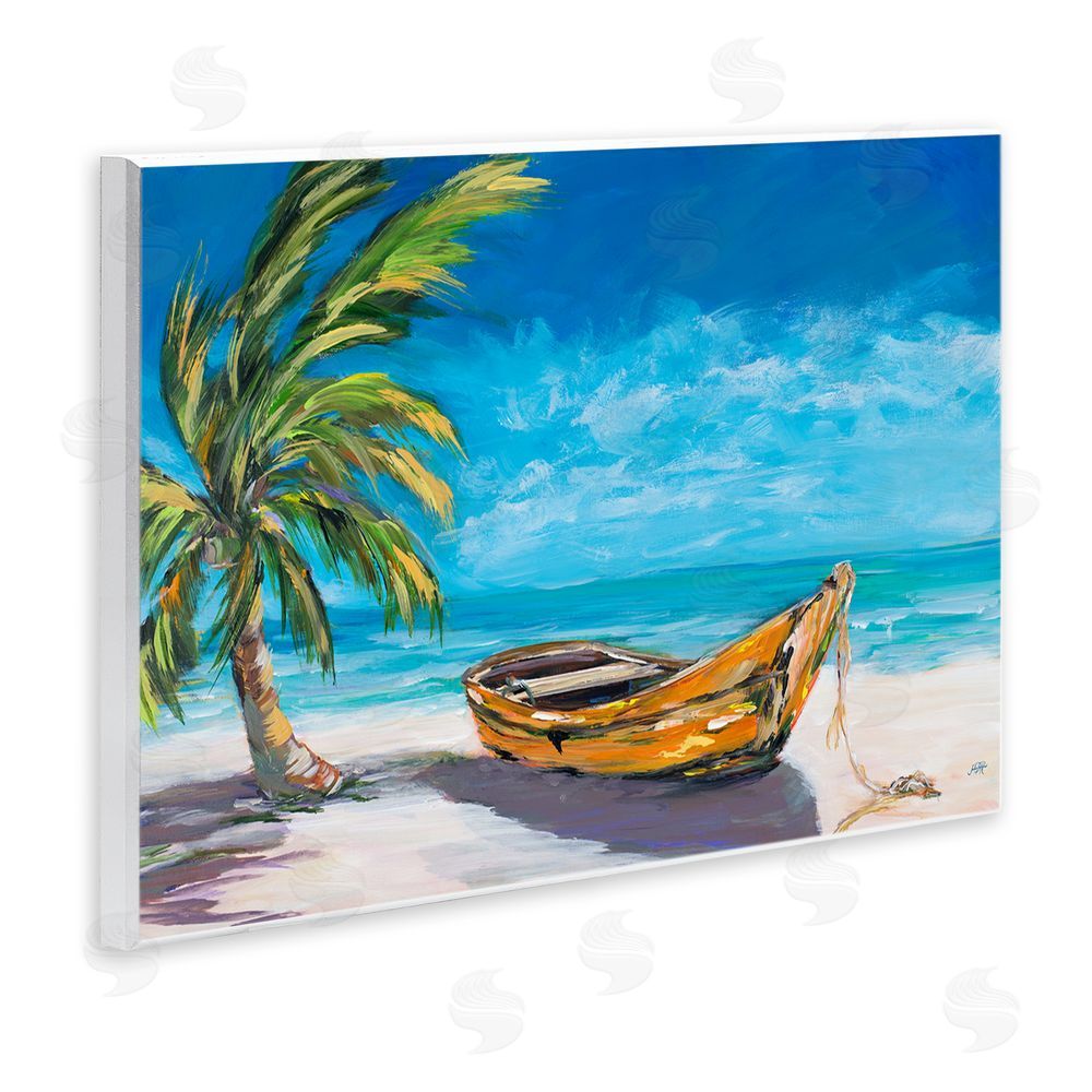 Sundance Graphics Lost Island Palm & Boat Wall Plaque Printed Art