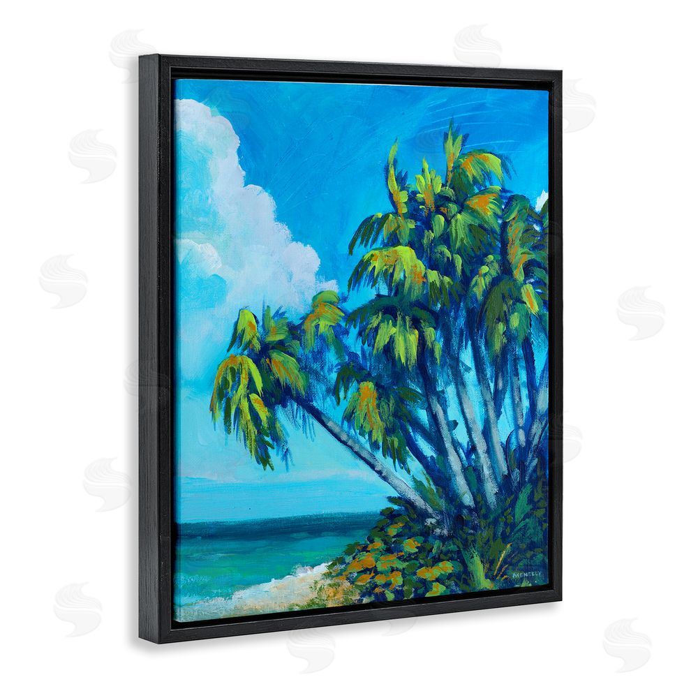 Sundance Graphics Cerulean Sky & Palms Black Floating Frame Canvas Wall Art Print