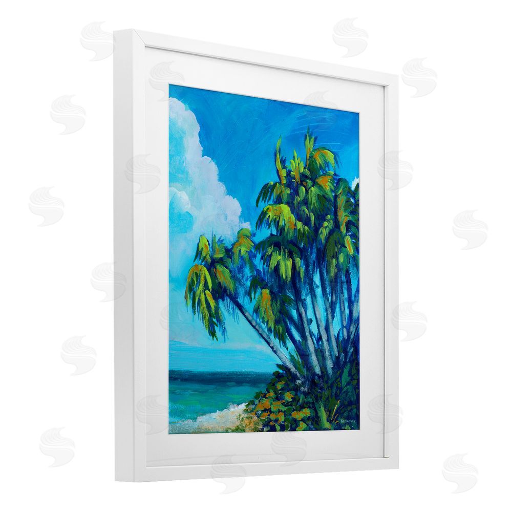 Sundance Graphics Cerulean Sky & Palms White Framed Print Under Glass Wall Art