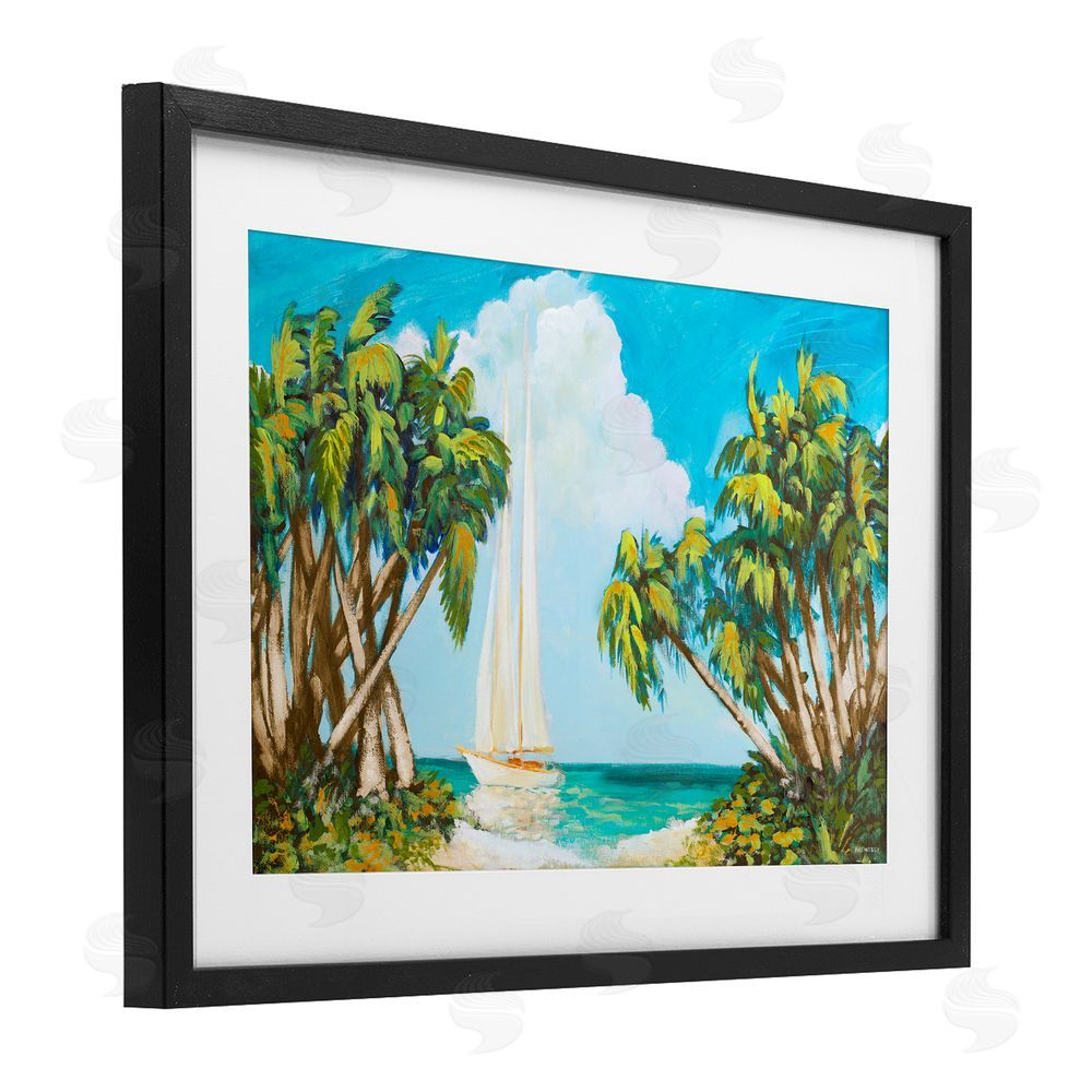 Sundance Graphics Sailboat Among Palms Black Framed Print Under Glass Wall Art