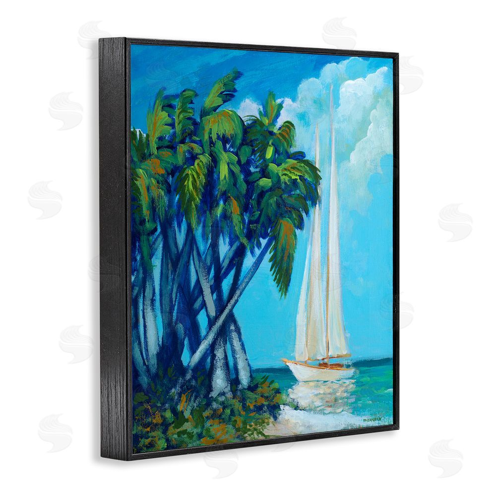Sundance Graphics Sailboat & Twisted Palms Black Framed Giclee Wall Art Print