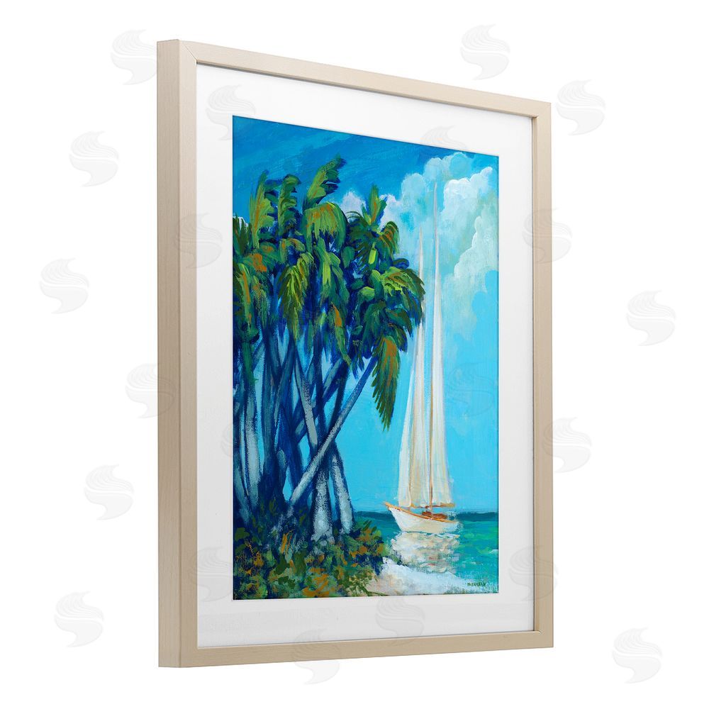 Sundance Graphics Sailboat & Twisted Palms Birch Framed Print Under Glass Wall Art