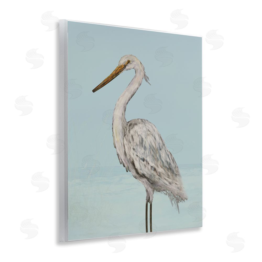 Sundance Graphics Coastal Heron Muted Blue Wall Plaque Printed Art