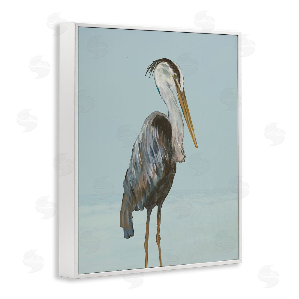 Sundance Graphics Coastal Pelican Muted Blue White Framed Giclee Wall Art Print