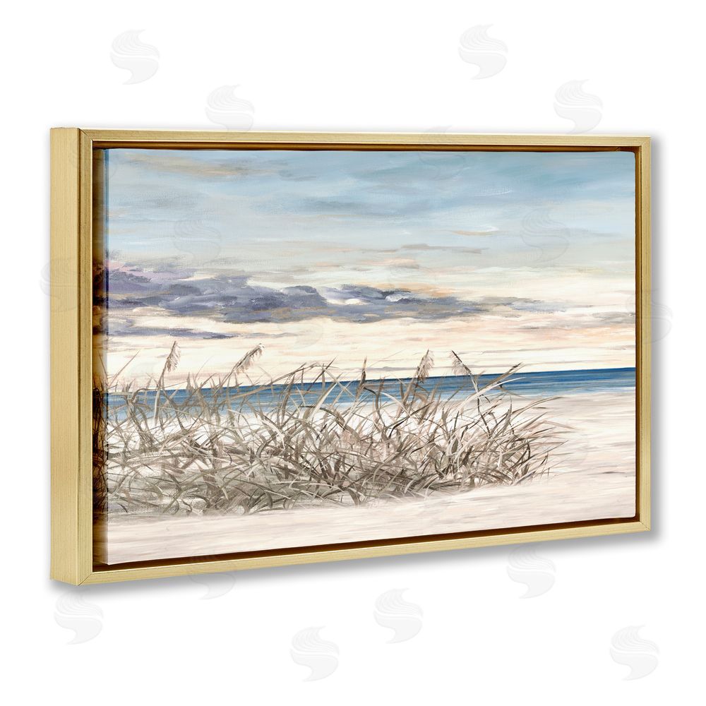 Sundance Graphics Windy Beaches Landscape Gold Floating Frame Canvas Wall Art Print