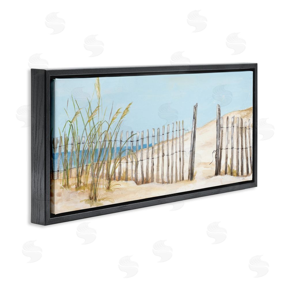 Sundance Graphics Beach Fence Opening Black Floating Frame Canvas Wall Art Print