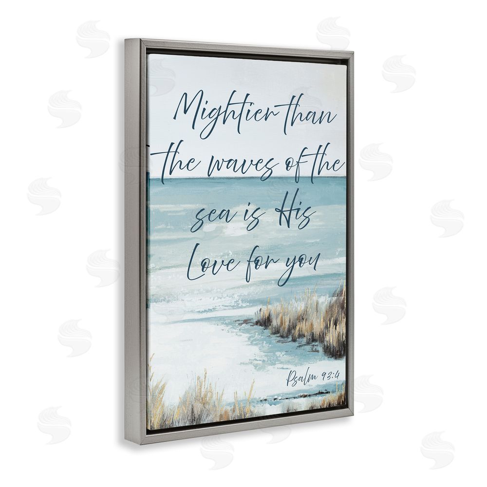 Sundance Graphics Mightier Than The Waves Gray Floating Frame Canvas Wall Art Print