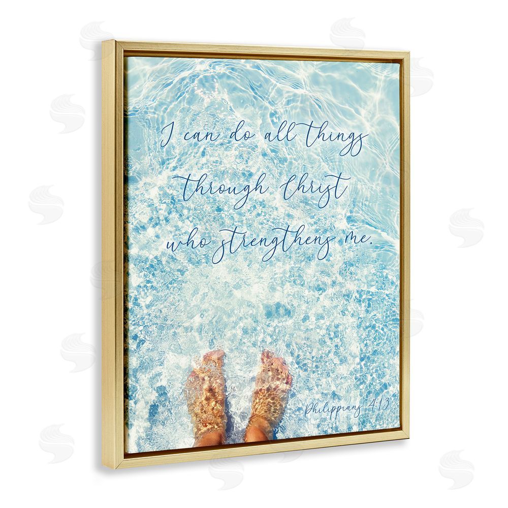 Sundance Graphics I Can Do All Things Gold Floating Frame Canvas Wall Art Print