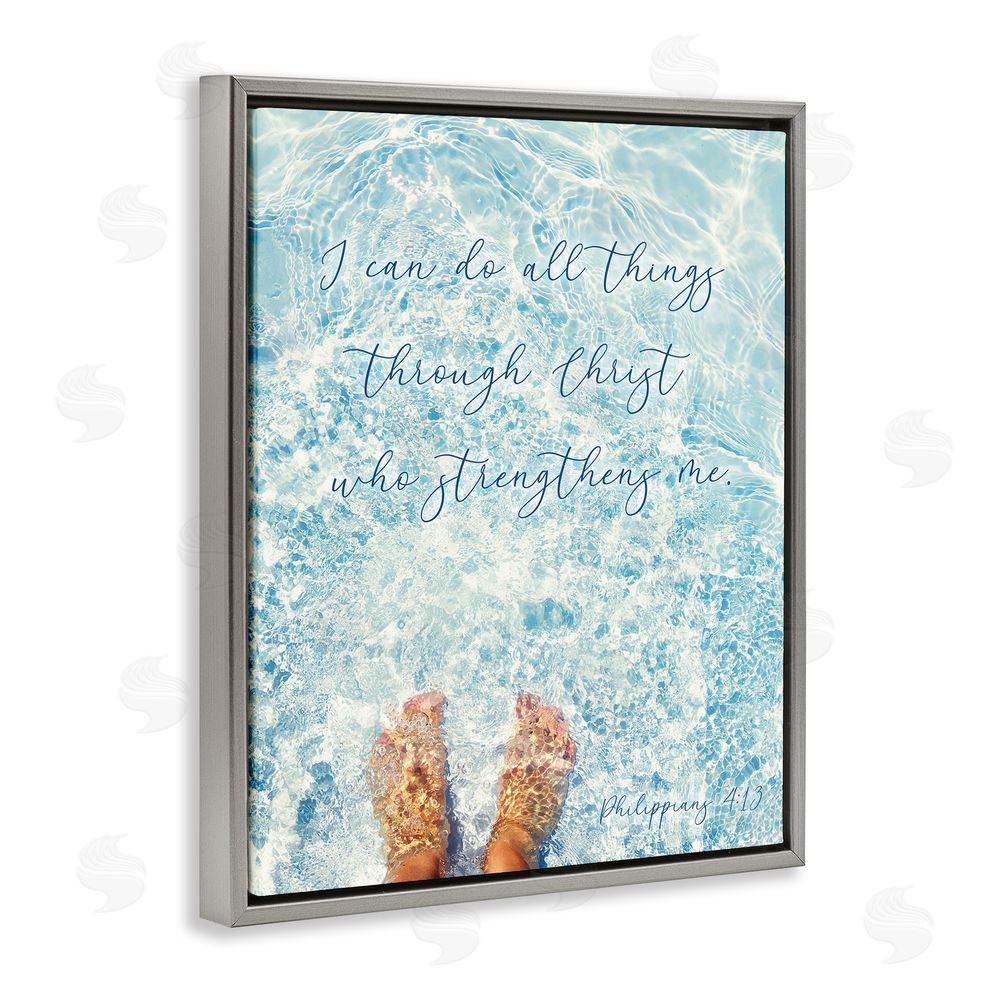 Sundance Graphics I Can Do All Things Gray Floating Frame Canvas Wall Art Print