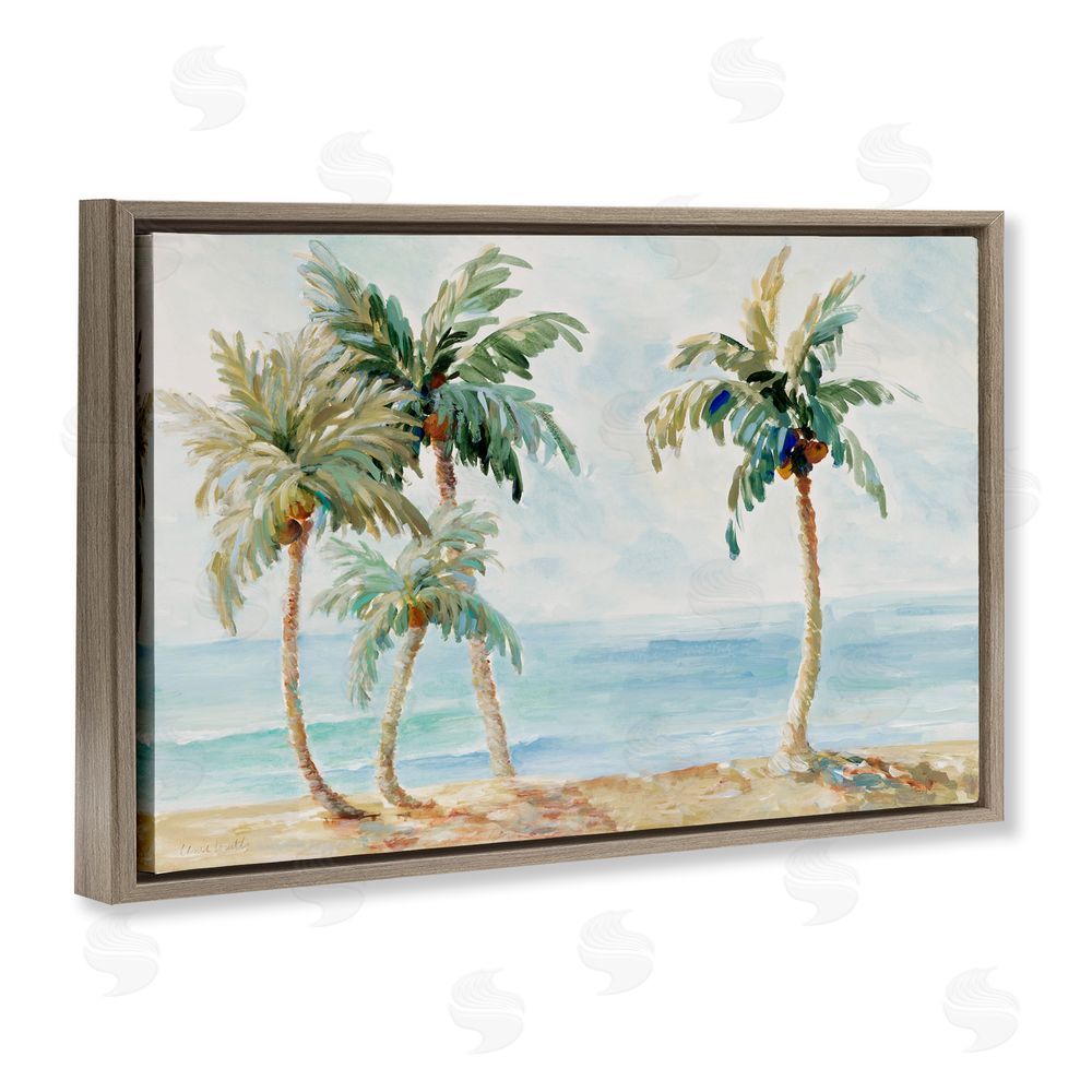 Sundance Graphics Palm Trees in Paradise Brown Floating Frame Canvas Wall Art Print