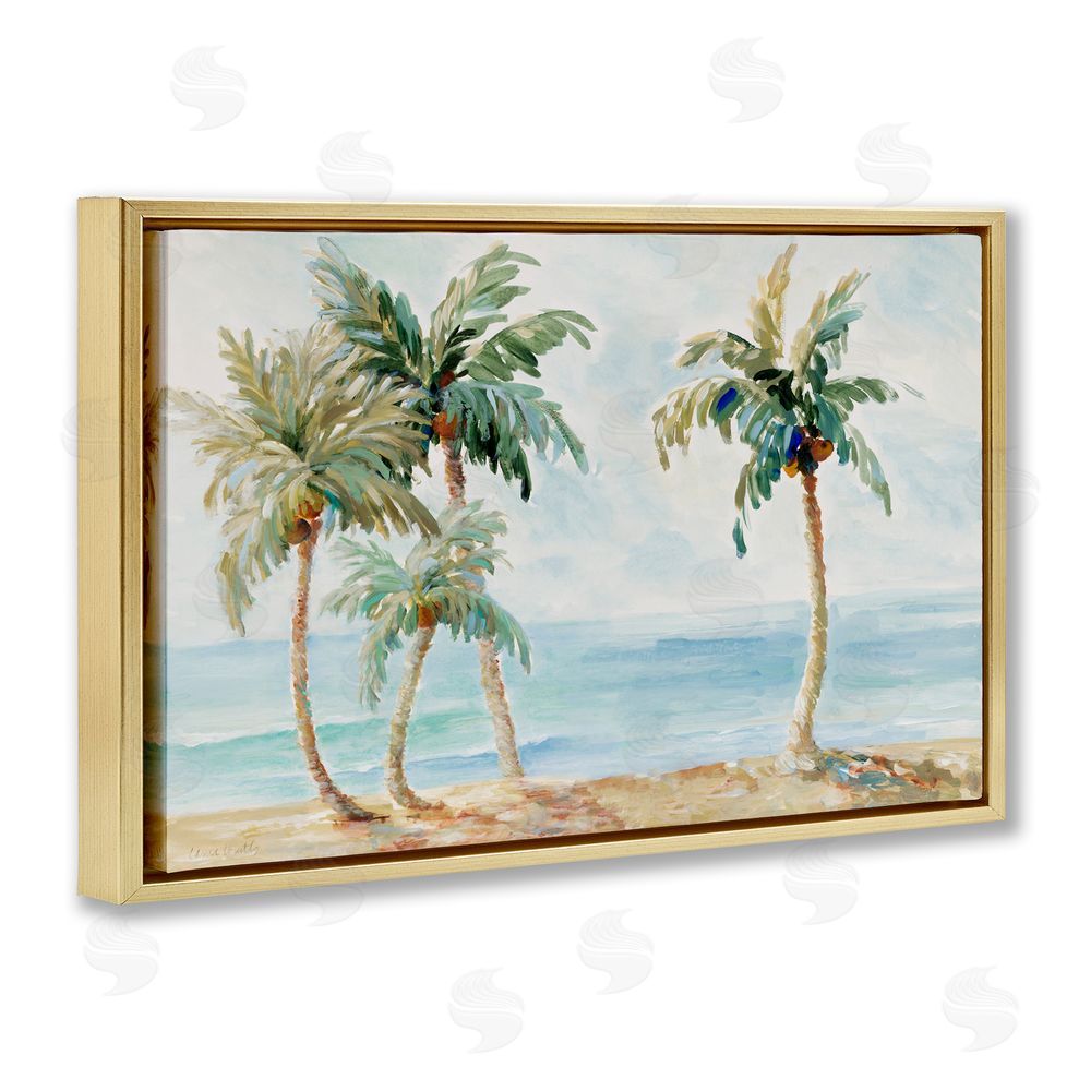 Sundance Graphics Palm Trees in Paradise Gold Floating Frame Canvas Wall Art Print