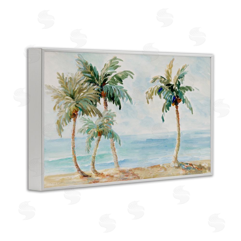 Sundance Graphics Palm Trees in Paradise White Framed Giclee Wall Art Print