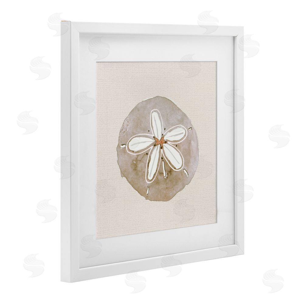 Sundance Graphics Serene Beige Sand Dollar White Framed Print Under Glass Wall Art