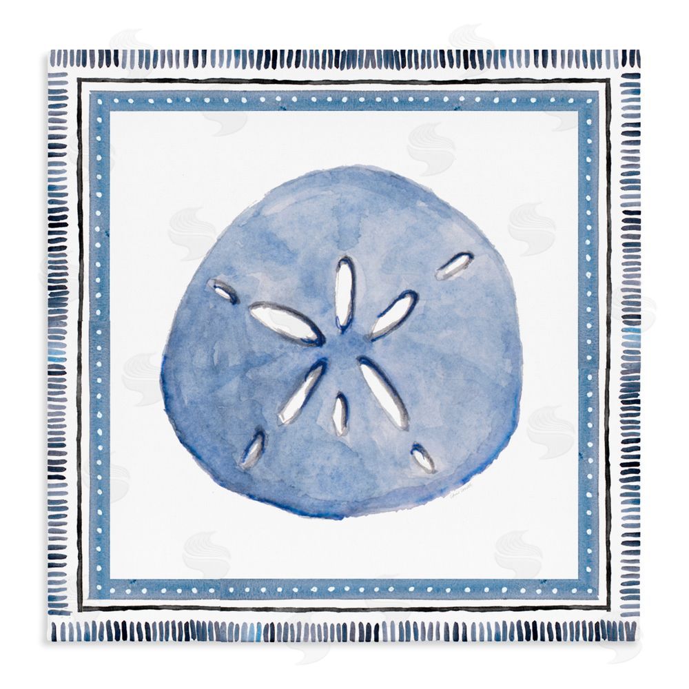 Sundance Graphics Blue Bordered Sand Dollar Canvas Wall Art Print