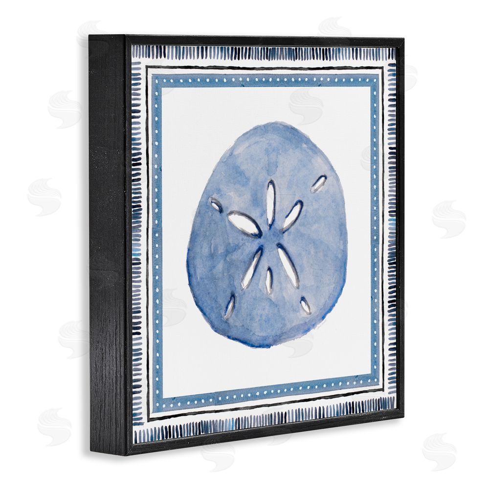 Sundance Graphics Blue Bordered Sand Dollar Black Framed Giclee Wall Art Print