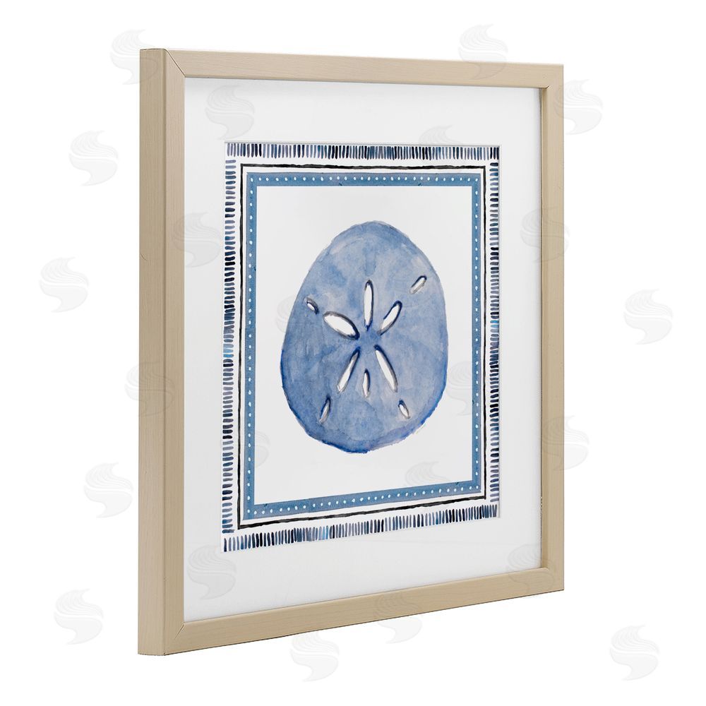 Sundance Graphics Blue Bordered Sand Dollar Birch Framed Print Under Glass Wall Art