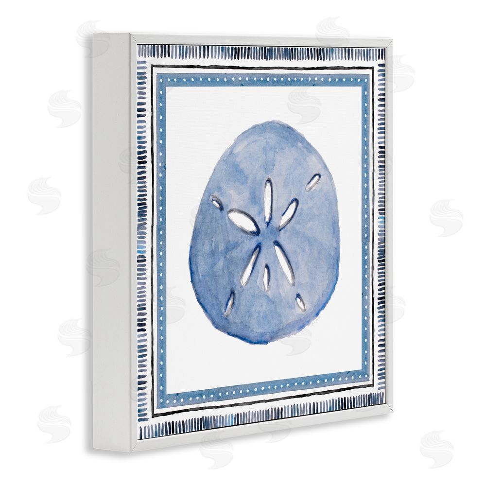 Sundance Graphics Blue Bordered Sand Dollar White Framed Giclee Wall Art Print