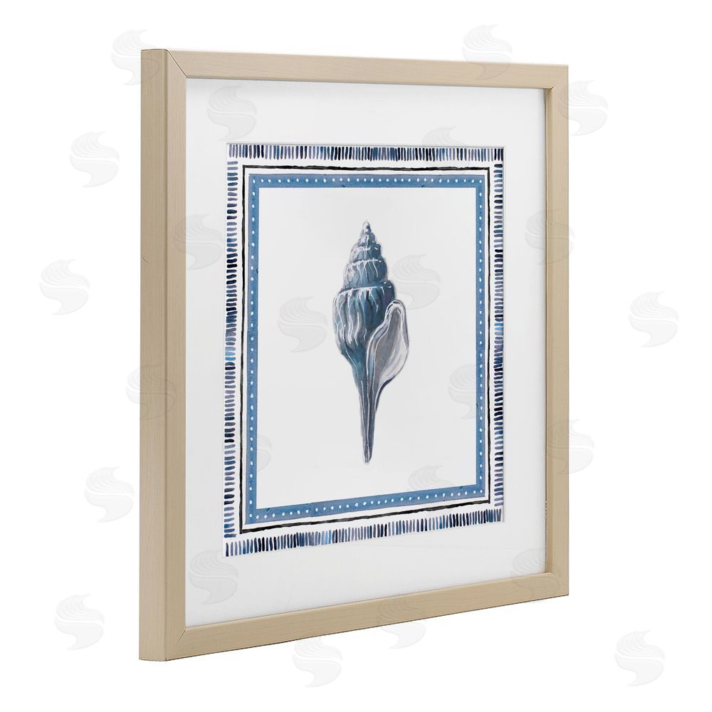 Sundance Graphics Soft Blue Conch Shell Birch Framed Print Under Glass Wall Art