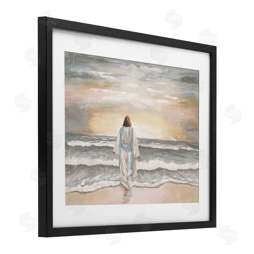 Sundance Graphics Jesus Walks The Shore Black Framed Print Under Glass Wall Art