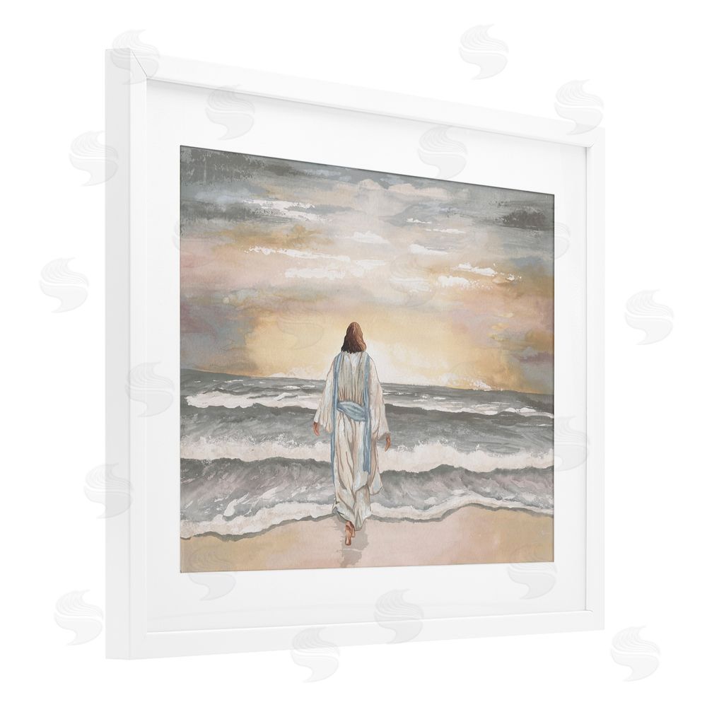 Sundance Graphics Jesus Walks The Shore White Framed Print Under Glass Wall Art