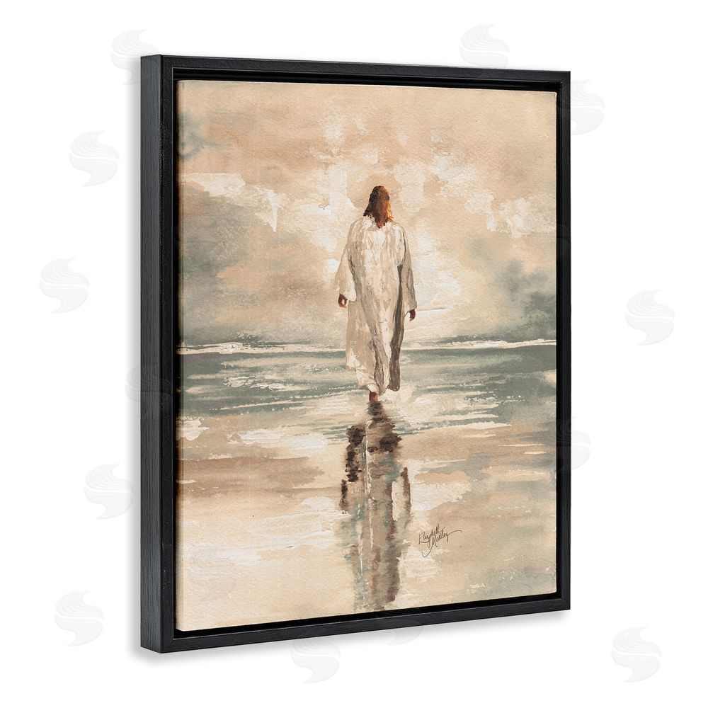 Sundance Graphics Jesus Calms The Sea Black Floating Frame Canvas Wall Art Print