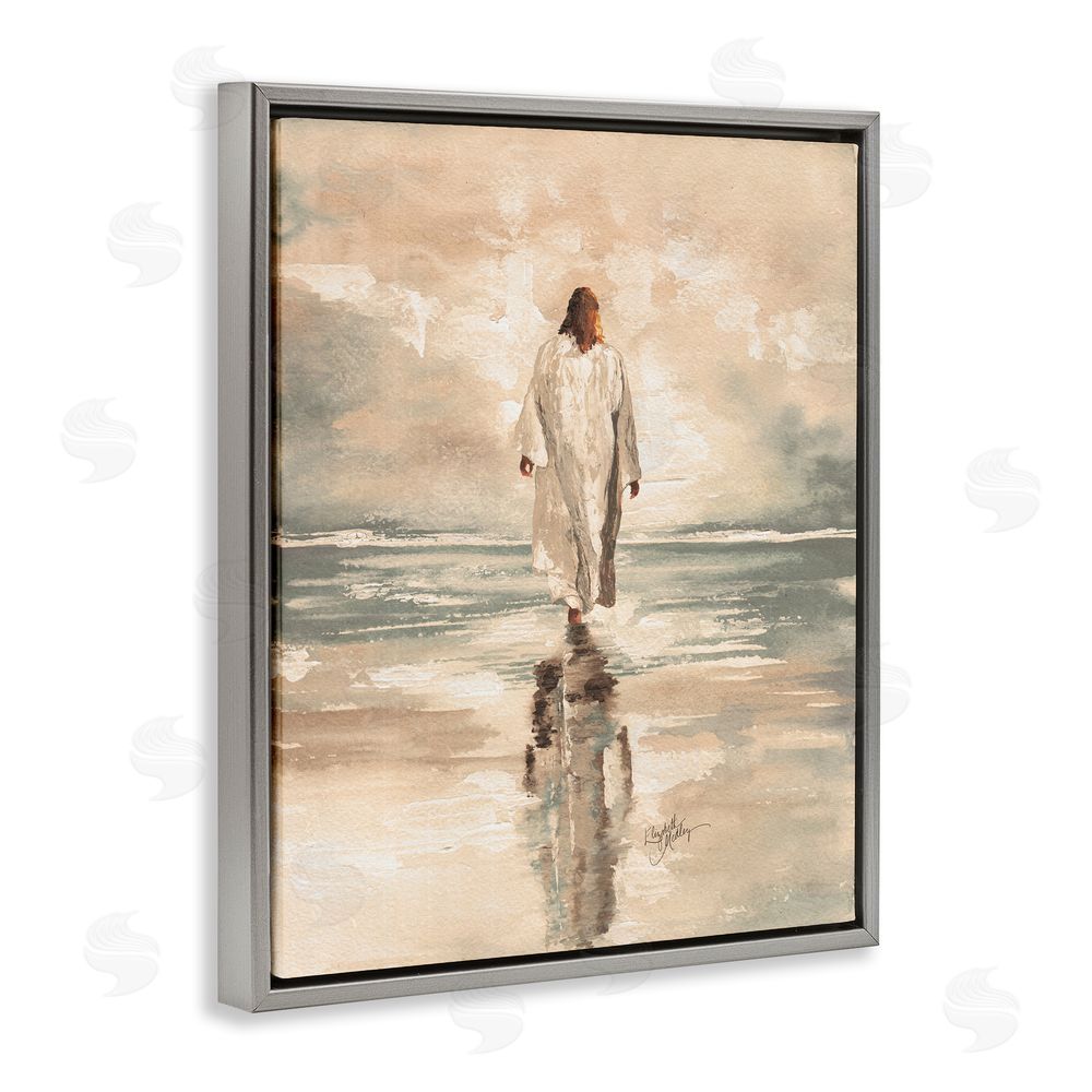 Sundance Graphics Jesus Calms The Sea Gray Floating Frame Canvas Wall Art Print