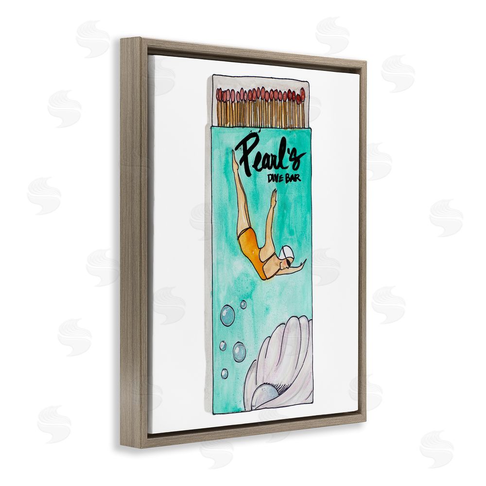 Nola James Pearl Dive Matchbox Brown Floating Frame Canvas Wall Art Print