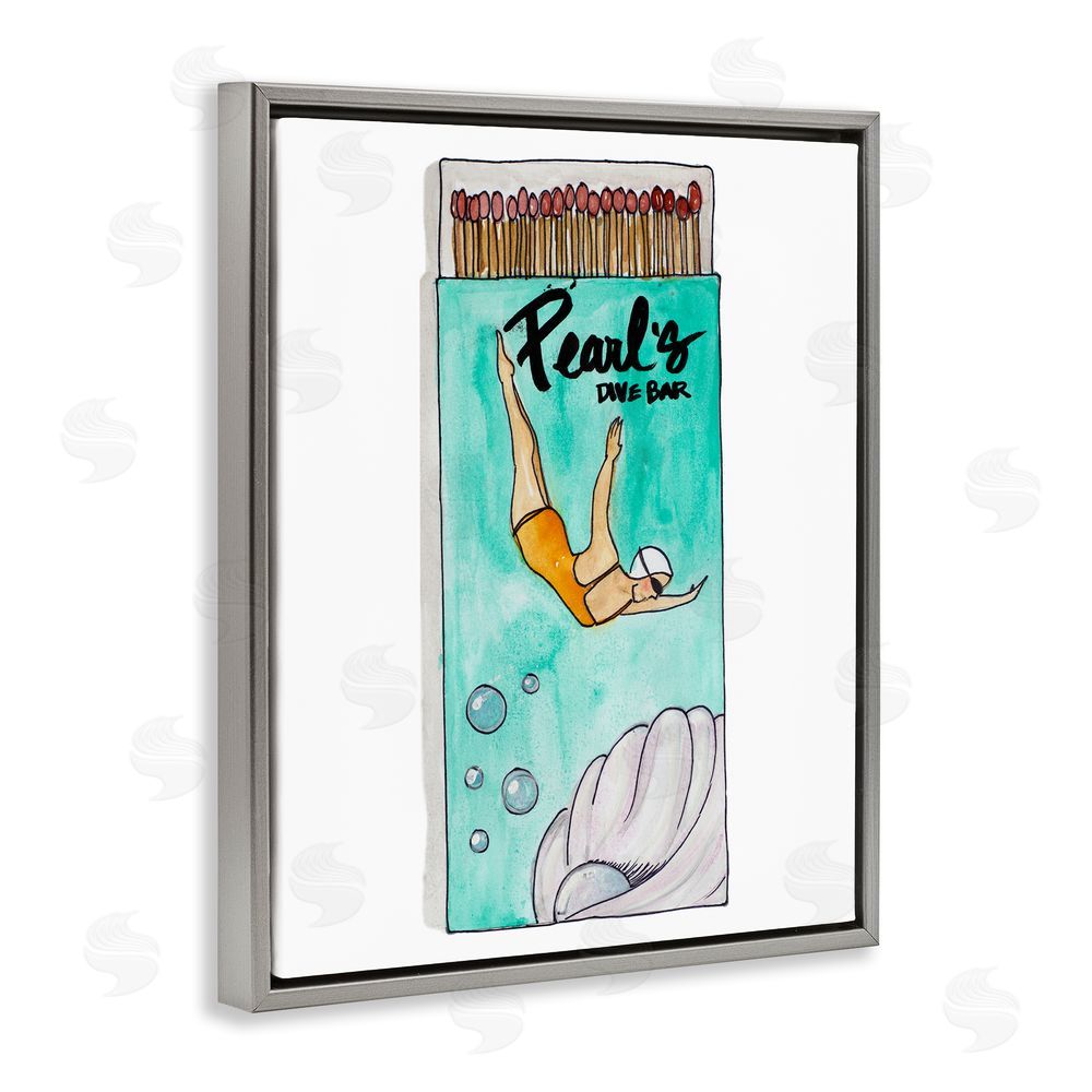 Nola James Pearl Dive Matchbox Gray Floating Frame Canvas Wall Art Print