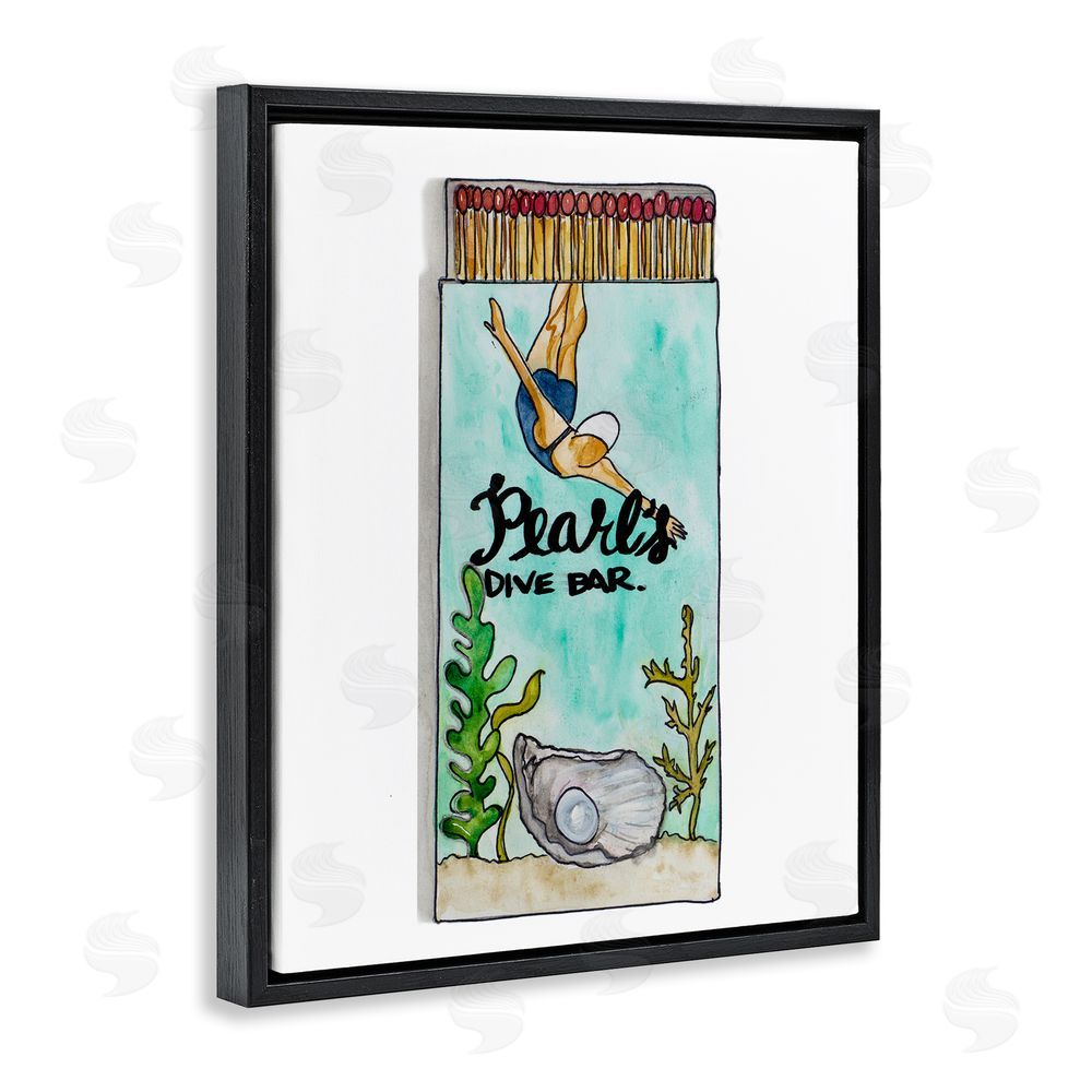 Nola James Pearl Dive Matchbook Black Floating Frame Canvas Wall Art Print