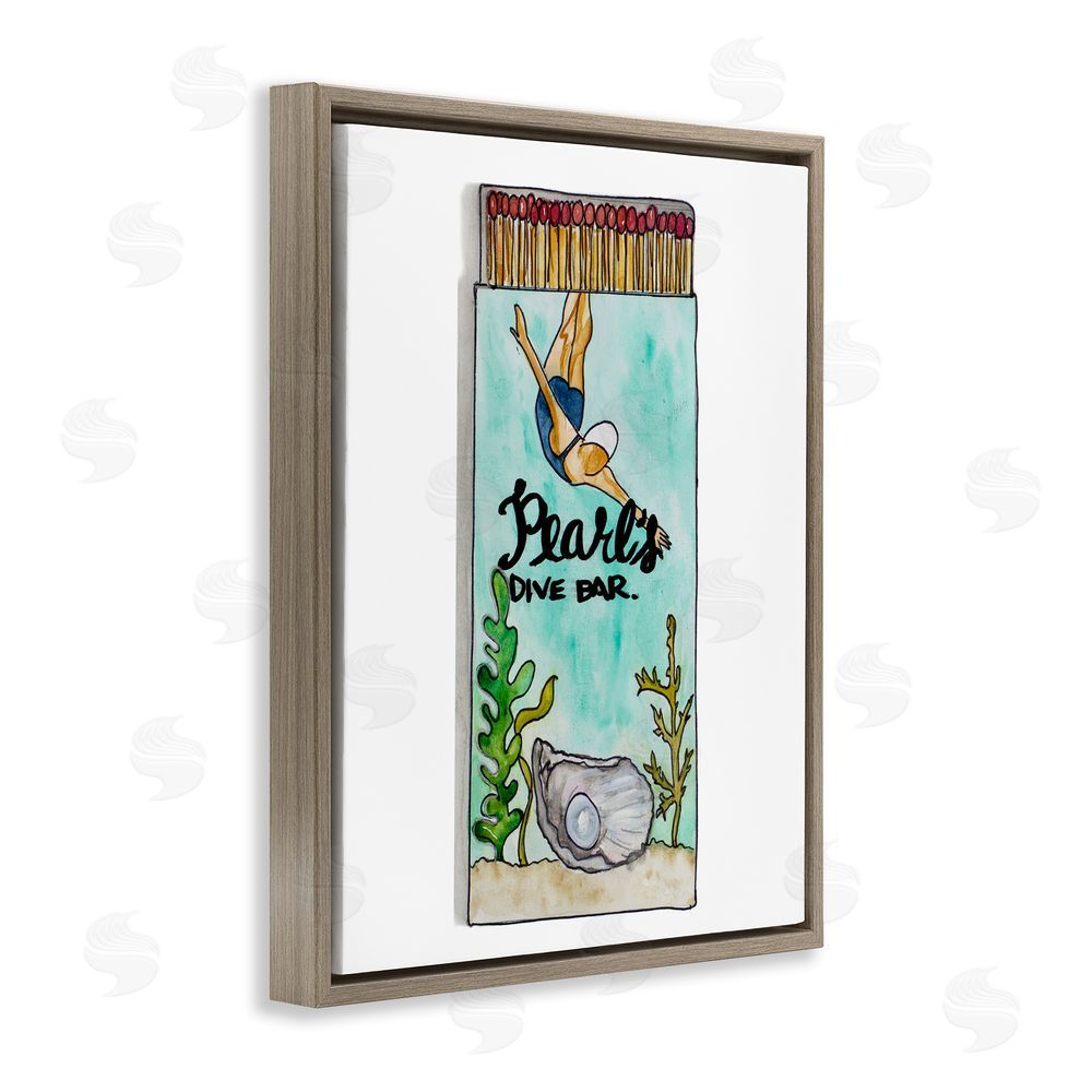 Nola James Pearl Dive Matchbook Brown Floating Frame Canvas Wall Art Print