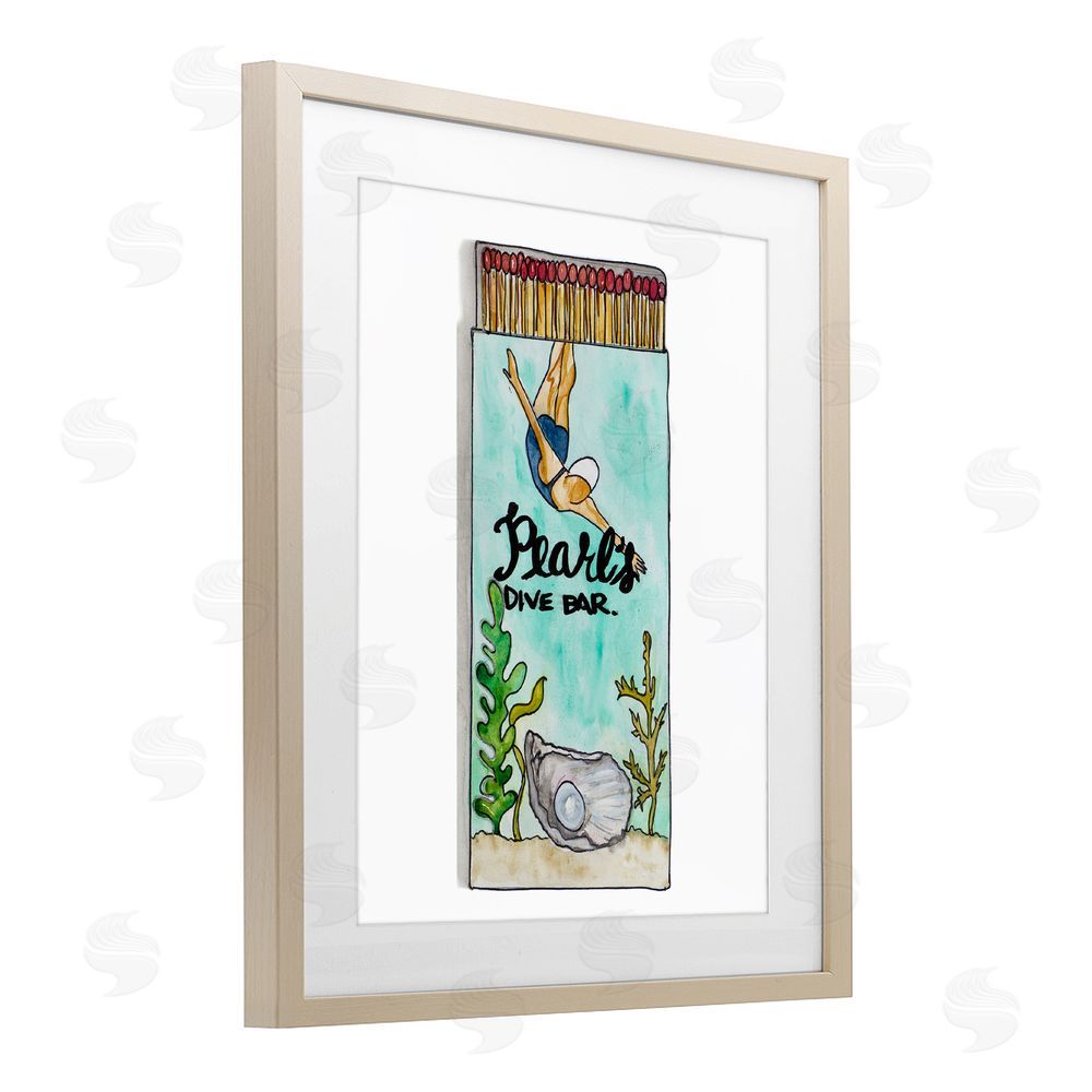 Nola James Pearl Dive Matchbook Brown Framed Print Under Glass Wall Art