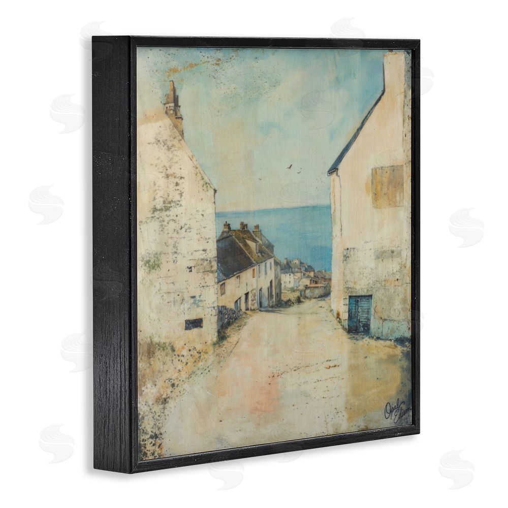 Opal Edison Coastal Town Walk Black Framed Giclee Wall Art Print