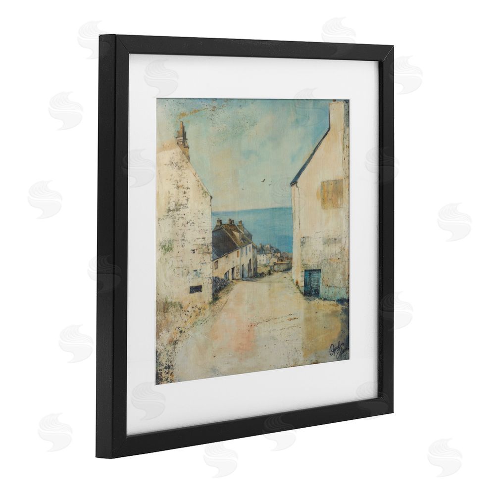 Opal Edison Coastal Town Walk Black Framed Print Under Glass Wall Art
