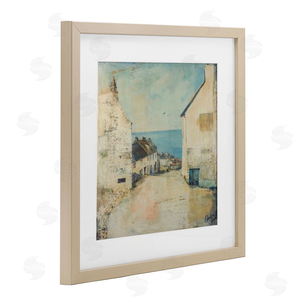 Opal Edison Coastal Town Walk Birch Framed Print Under Glass Wall Art