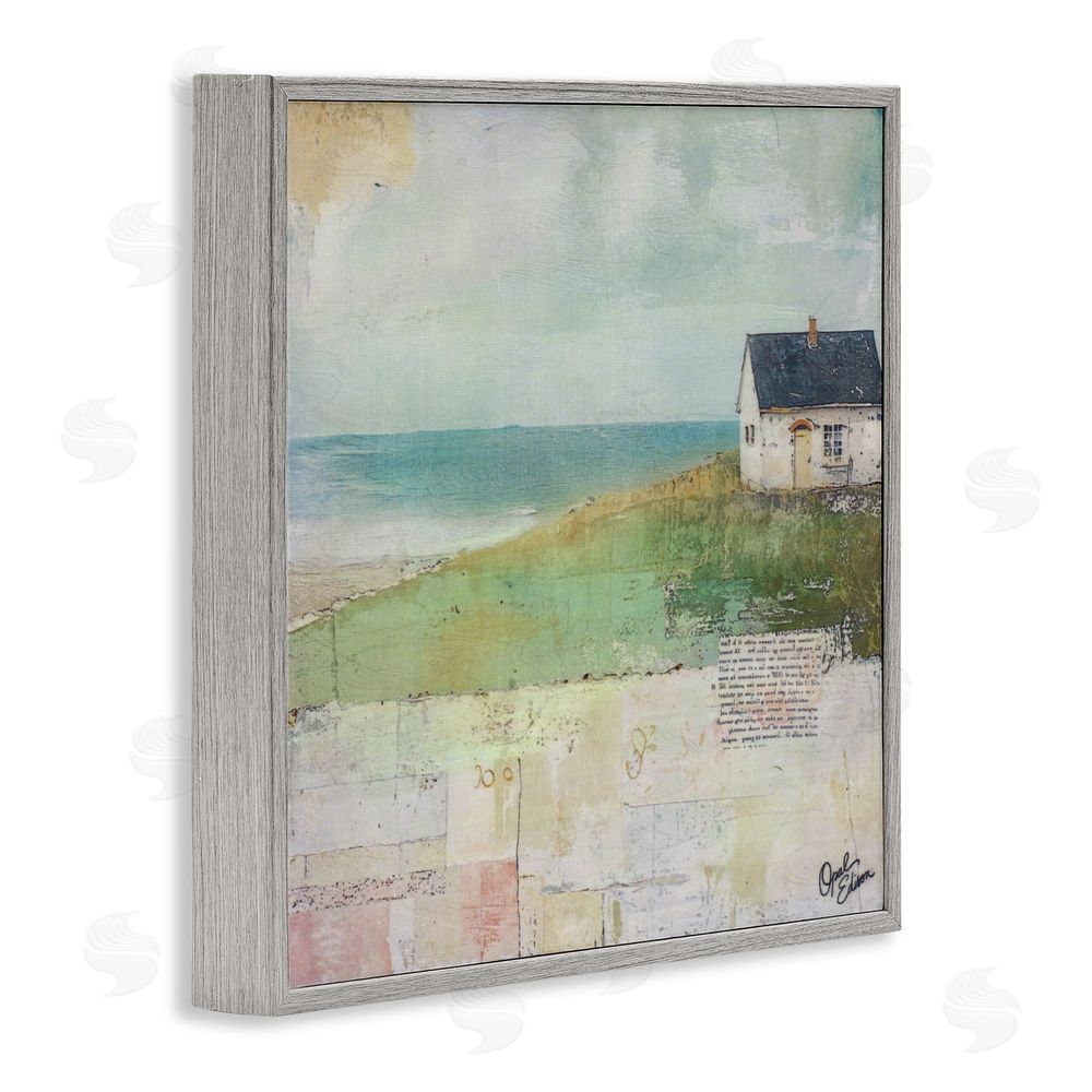 Opal Edison Quiet Place By The Coast Gray Framed Giclee Wall Art Print
