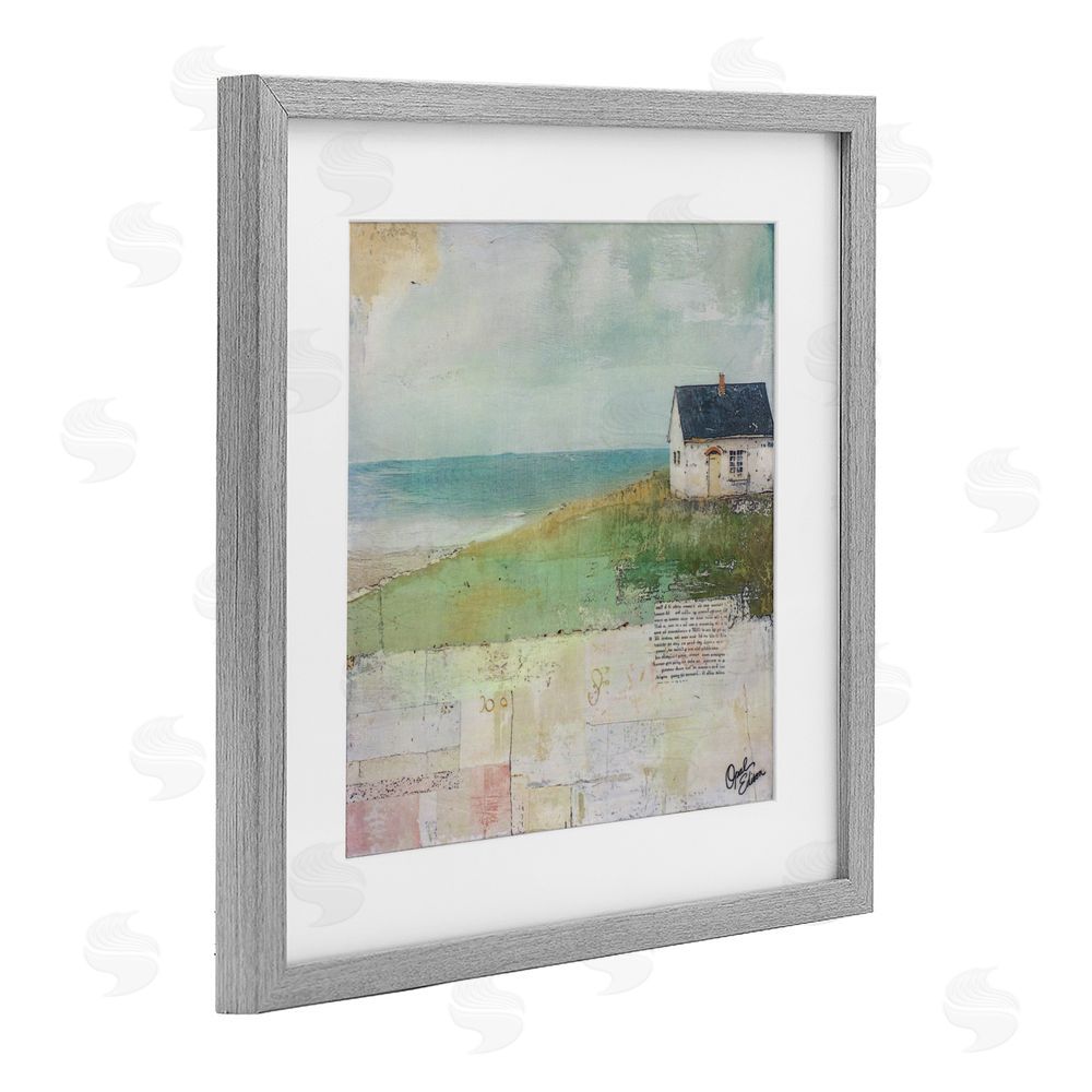 Opal Edison Quiet Place By The Coast Gray Framed Print Under Glass Wall Art
