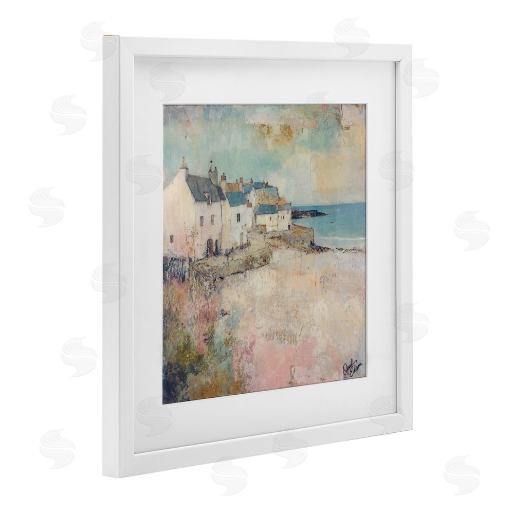 Opal Edison Town Corner Architecture White Framed Print Under Glass Wall Art