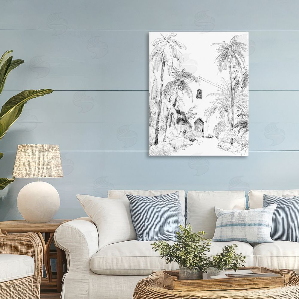 Lanie Loreth Island Church Sketch Stretched Canvas Wall Art in Room