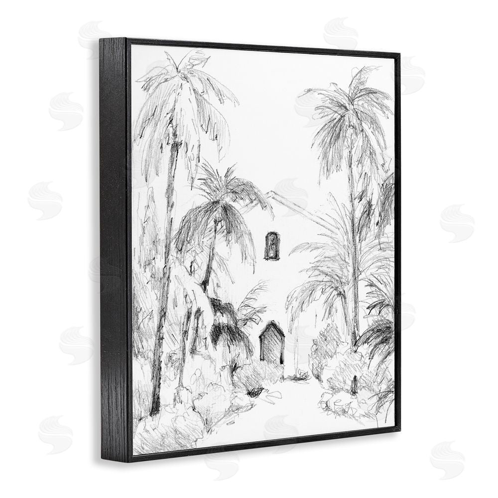 Lanie Loreth Island Church Sketch Blacked Framed Giclee Wall Art Print